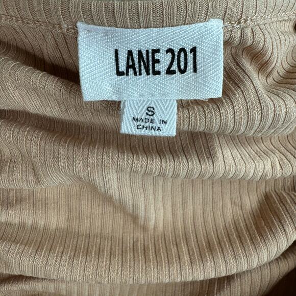 Womens Corset Look Ribbed Ruched Cropped Tank Top Stretch Tan Beige Size Small - Picture 5 of 6